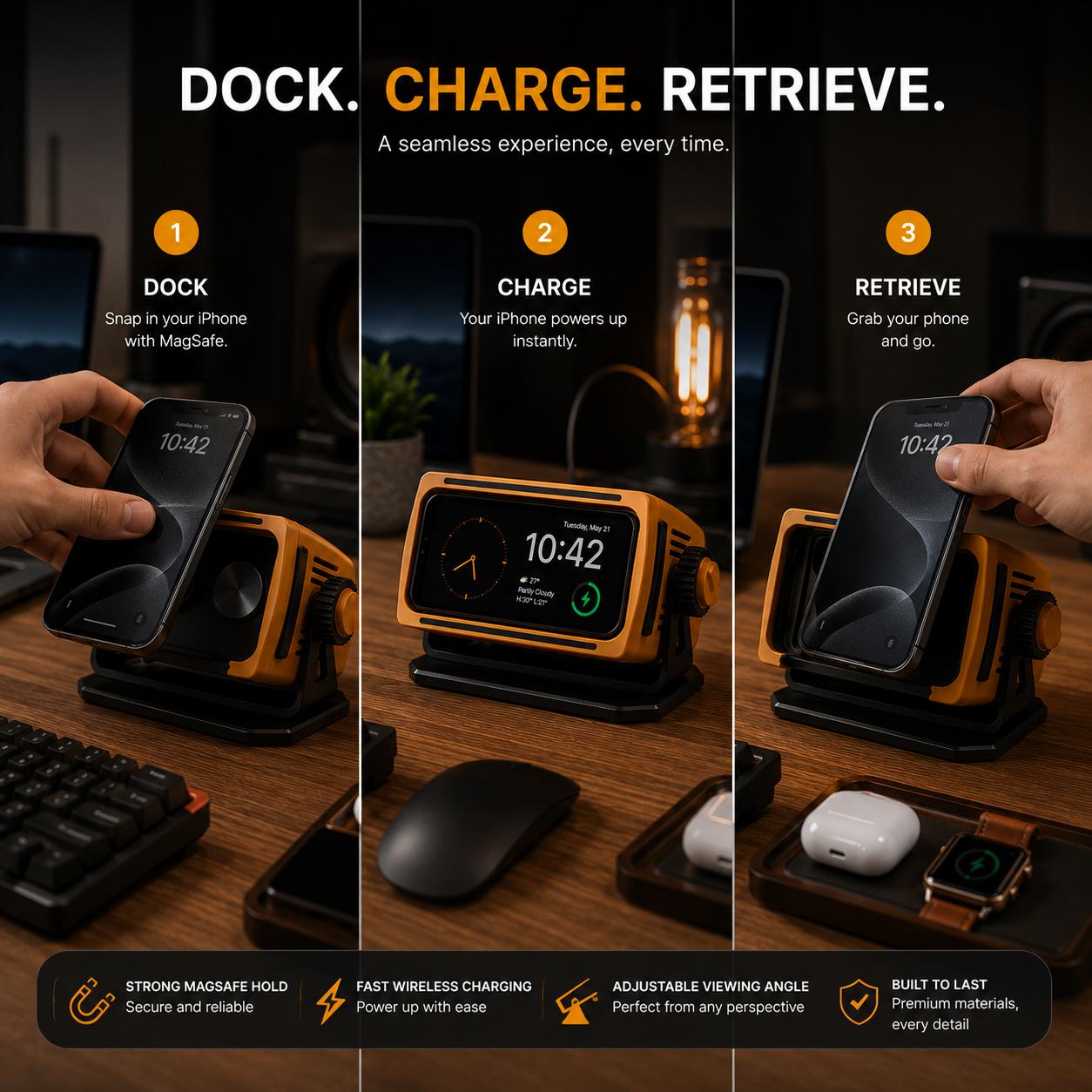 Velixo CyberDock™ | Premium MagSafe Desk Artifact