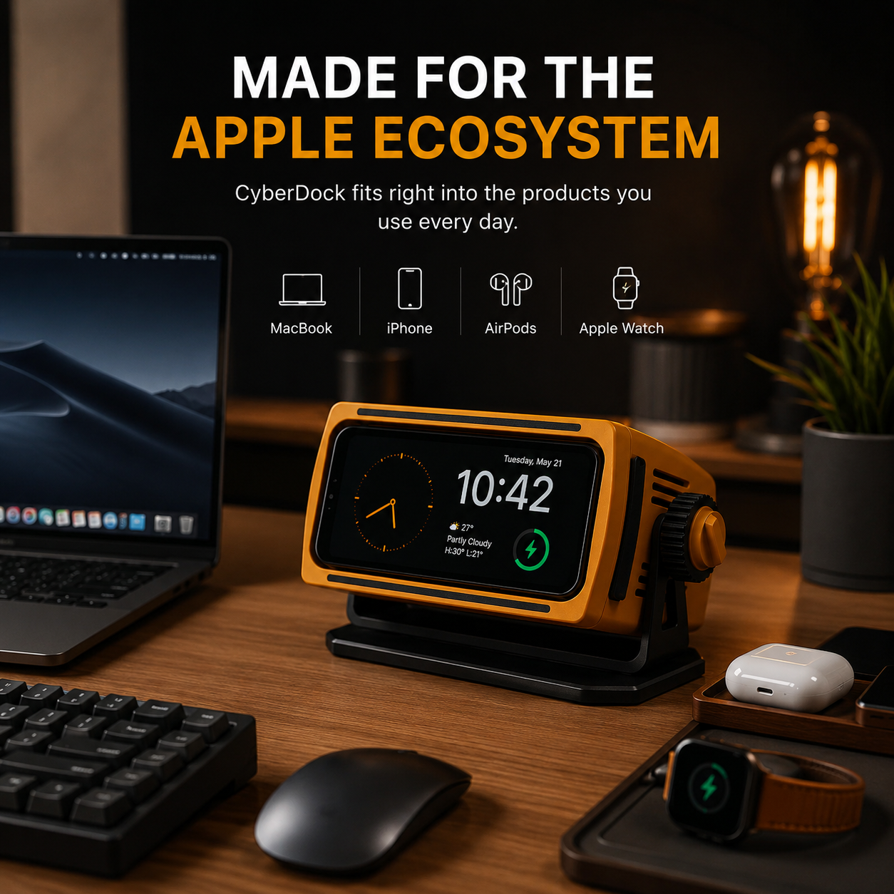Velixo CyberDock™ | Premium MagSafe Desk Artifact