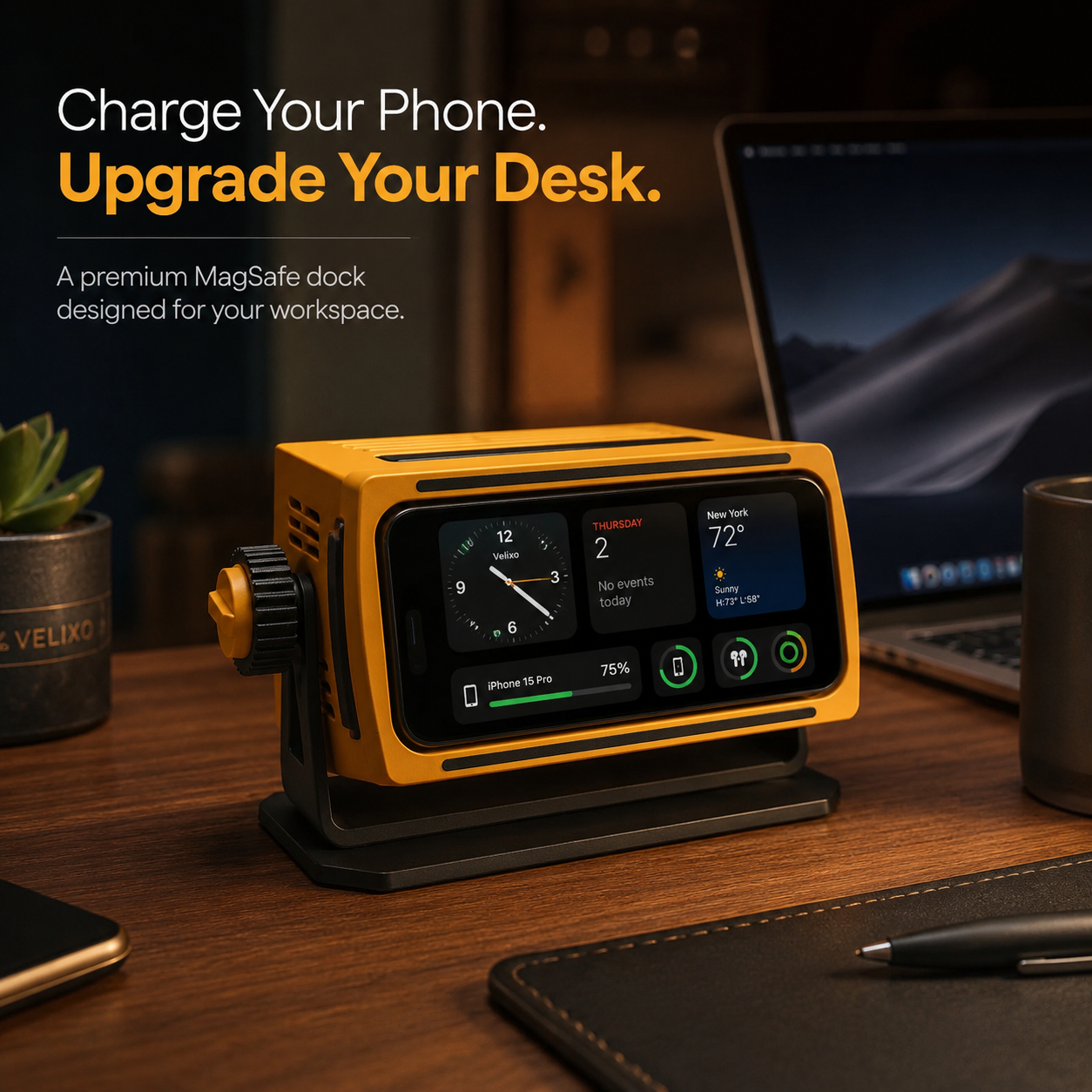 Velixo CyberDock™ | Premium MagSafe Desk Artifact
