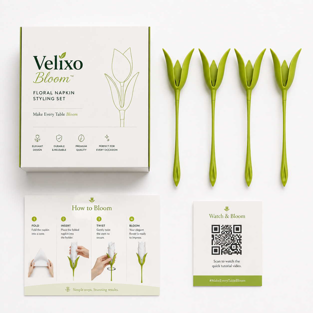 Velixo Bloom™ | Floral Napkin Styling Set